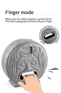 Detail view of the Roman Mouth of Truth lie detector toy with safe soft glue teeth design