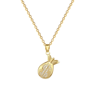 Collier élégant sac d'argent doré avec incrustations de cristaux et symbole dollar