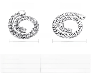 Chunky stainless steel Cuban link chain in 24mm width showing 520mm and 720mm length options