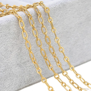 18K gold stainless steel textured cross chain necklace for DIY jewelry making