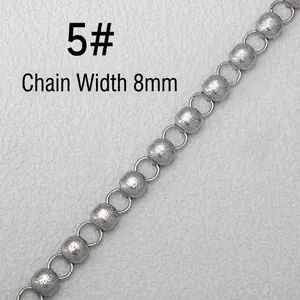 Close-up of 8mm silver stainless steel chain with frosted beads for DIY jewelry making