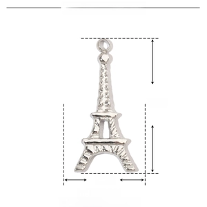 Eiffel Tower stainless steel charm pendant dimensions 22mm by 10mm technical view