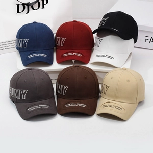Vintage embroidered baseball caps set in multiple colors with distressed brim and quote