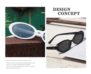 Comparison of black and white retro oval sunglasses with UV protection and plastic frames