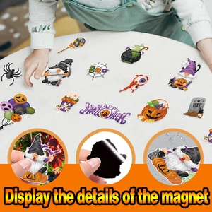 Waterproof Halloween dwarf magnets set showing soft magnetic back and surface detail