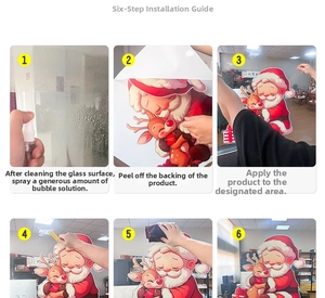 Detailed step-by-step guide for applying Christmas window stickers on glass surfaces