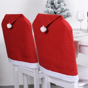 Christmas Chair Back Cover Santa Hat Shape Red White Non-Woven Fabric Dining Room Festive Table Decor Party Ornaments