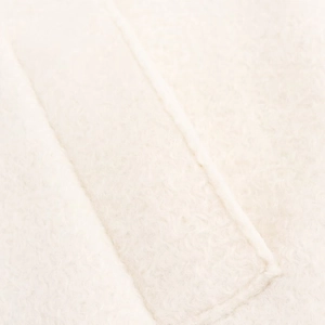 Elegant white wool blend oversized coat with premium grainy texture and seam details