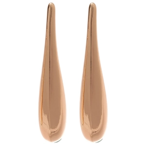 Elegant polished rose gold teardrop earrings with a minimalist liquid metal design