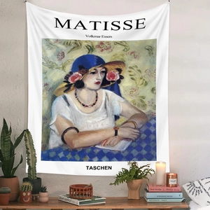 Detail showing the artistic Matisse style tapestry with high-quality polyester fabric texture