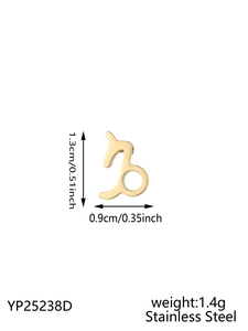Detailed dimension view of Capricorn zodiac stainless steel pendant in gold finish