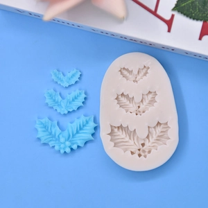 Holly leaf silicone mold in three sizes for DIY Christmas tree cake decorating and baking