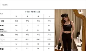Tableau détaillé des tailles pour l'ensemble débardeur dentelle et pantalon évasé