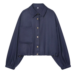 Veste Et Pantalon Décontractés Couleur Unie Femmes Streetwear Haut Ballon Court Manches Longues Pantalon Large Tissu Texturé