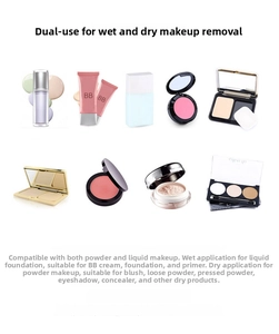Detail showing versatile application of makeup sponges for BB cream, powder and foundation