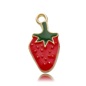 Pendentif fraise rouge en alliage émaillé pour la création de bijoux DIY créatifs