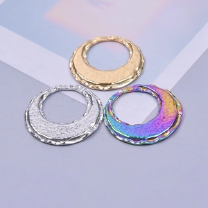 Hammered texture stainless steel rings in gold, silver and rainbow for DIY jewelry