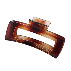 12cm large rectangular amber tortoiseshell hollow hair claw clip for women back of head