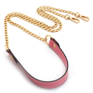 Pink PU leather and gold metal chain strap with lobster clasps for shoulder bags