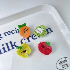 Cute vegetable acetate hair claw clips set featuring carrot tomato and cabbage patterns
