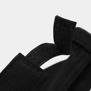 Detail of the adjustable black Velcro strap and sturdy stitching on the sun visor cap