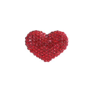 Elegant red heart brooch with crystals and gold finish for suit accessories