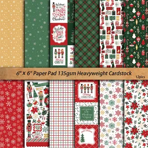 6x6 Nutcracker Christmas scrapbooking paper collection with vintage patterns and plaid