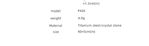 Detailed product specifications for the titanium steel crystal heart pendant necklace
