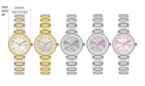 Détails de montres quartz pour femmes avec bracelets en métal et cadrans de 28mm