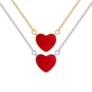 Minimalist red heart pendant necklace in gold and silver chains for women fashion