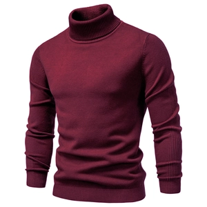 Detailed knit texture of burgundy turtleneck sweater for men in high resolution