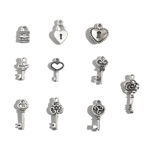 Vintage Alloy Key Heart Lock Charms Pendants DIY Jewelry Making Findings Accessories Antique Silver Style