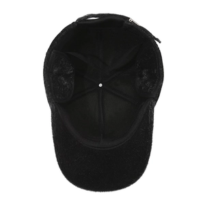 Winter faux fur lined baseball cap with ear flaps for men providing thermal protection