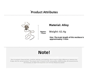 Detailed specs of the 115cm adjustable long flower necklace with wave design and 62.4g weight