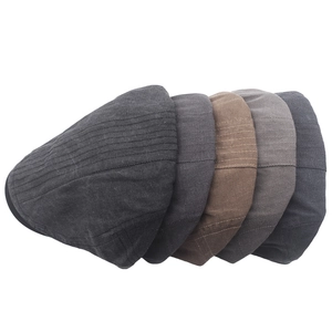 Men's cotton flat caps in five colors including black and grey for outdoor sun protection