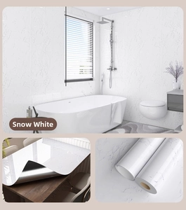 Detailed macro view of Snow White marble texture self-adhesive waterproof kitchen wallpaper