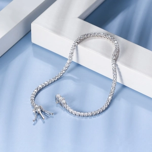Classic silver S925 sterling silver tennis bracelet with white zircon stones