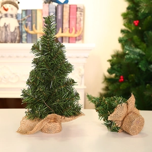 20cm mini artificial Christmas trees with burlap base for holiday tabletop decoration
