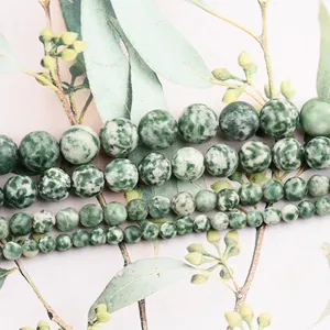 Perles en pierre naturelle à points verts pour bijoux DIY en tailles assorties de 4 à 12 mm