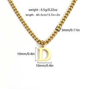 Minimalist 18K gold plated stainless steel necklace featuring a letter D pendant