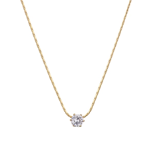 Elegante collana in acciaio al titanio oro 18K con classico zircone a 6 griffe