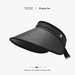 Women Visor Hat Wide Brim Paper Straw Empty Top Cap UPF 50 Anti-UV Breathable Adjustable Summer Beach Outdoor Travel