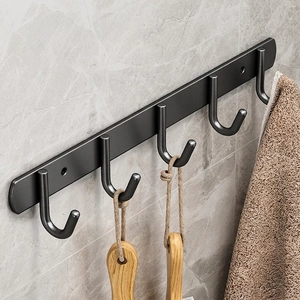 Wall Mounted Hook Rack Stainless Steel No Drill Adhesive Heavy Duty Gun Grey Waterproof For Bathroom Kitchen Door