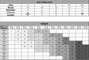 Detailed men's size chart and fit guide for V-neck long sleeve knit cardigan sweater