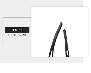 Detail of matte black cycling glasses temple with anti-slip texture and ergonomic fit