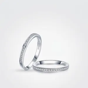 925 Sterling Silver Ring Minimalist Micropave Zirconia Sparkly Stackable Bands For Women Jewelry