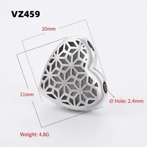 Detailed specs of S925 silver hollow heart bead with star patterns and 21mm dimensions