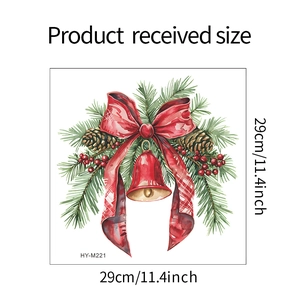 Dettaglio adesivo natalizio 29cm con fiocco rosso, pigne e campane d'oro decorazione