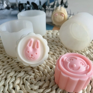 Set de moldes de silicona con diseños 3D de conejos y animales para velas o jabón