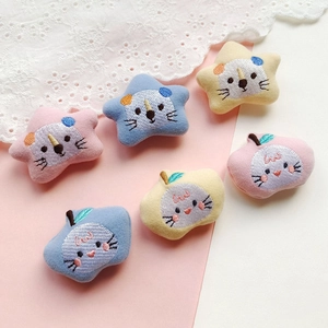 Cute embroidered plush star and apple accessories for DIY clothing and crafts decoration